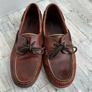 L.L. Bean Men's Brown Leather Casco Bay Moccasin Boat Loafer Shoes Size 10 1/2